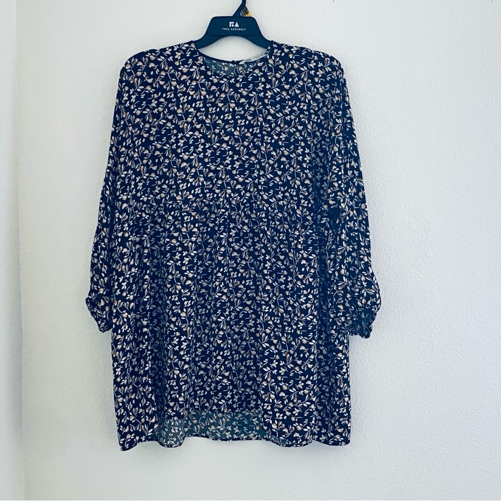 Zara Blue and White Floral Mini Dress